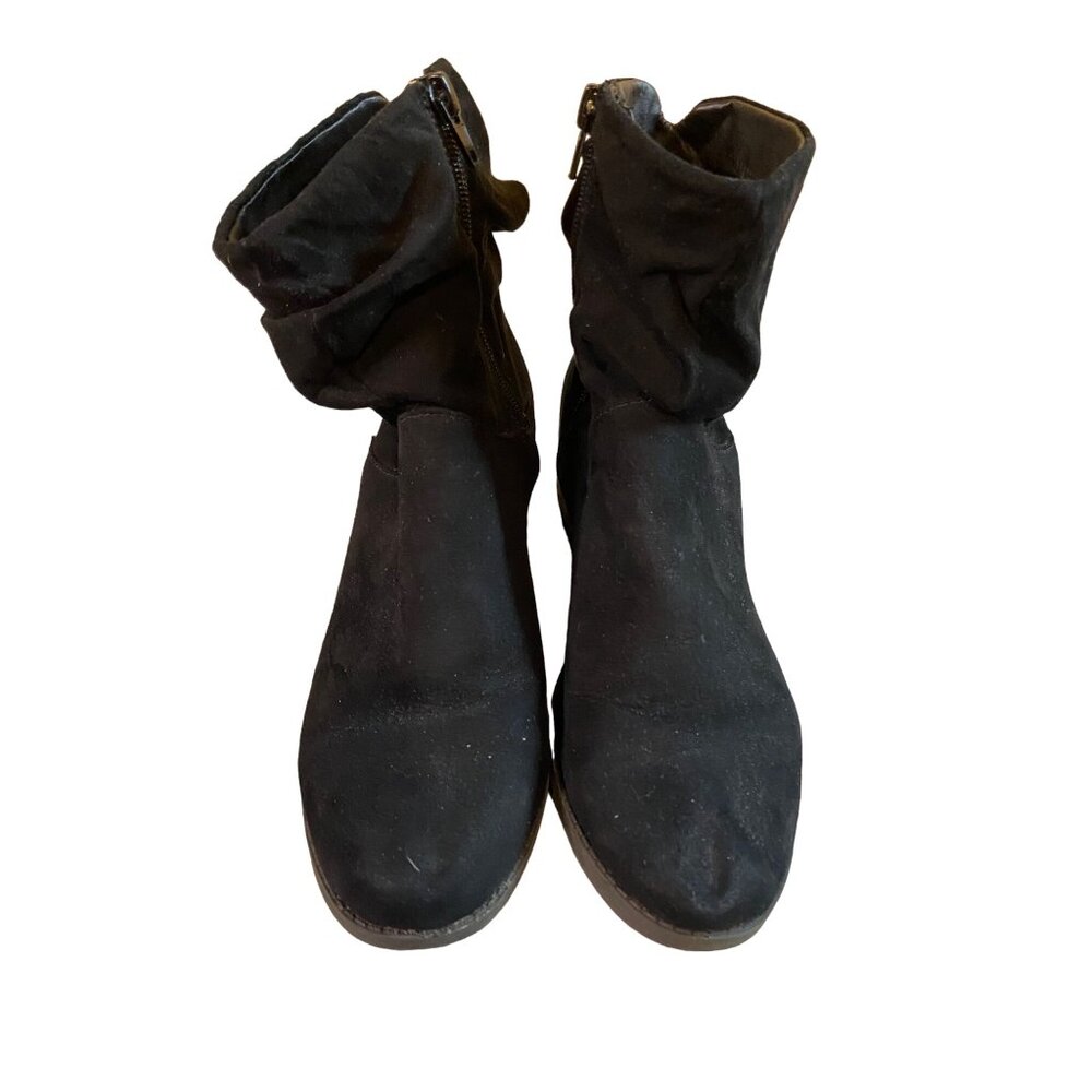 New Direction Womens Ankle Boots 6.5 Black Ultra Suede Low Block Heel Goth